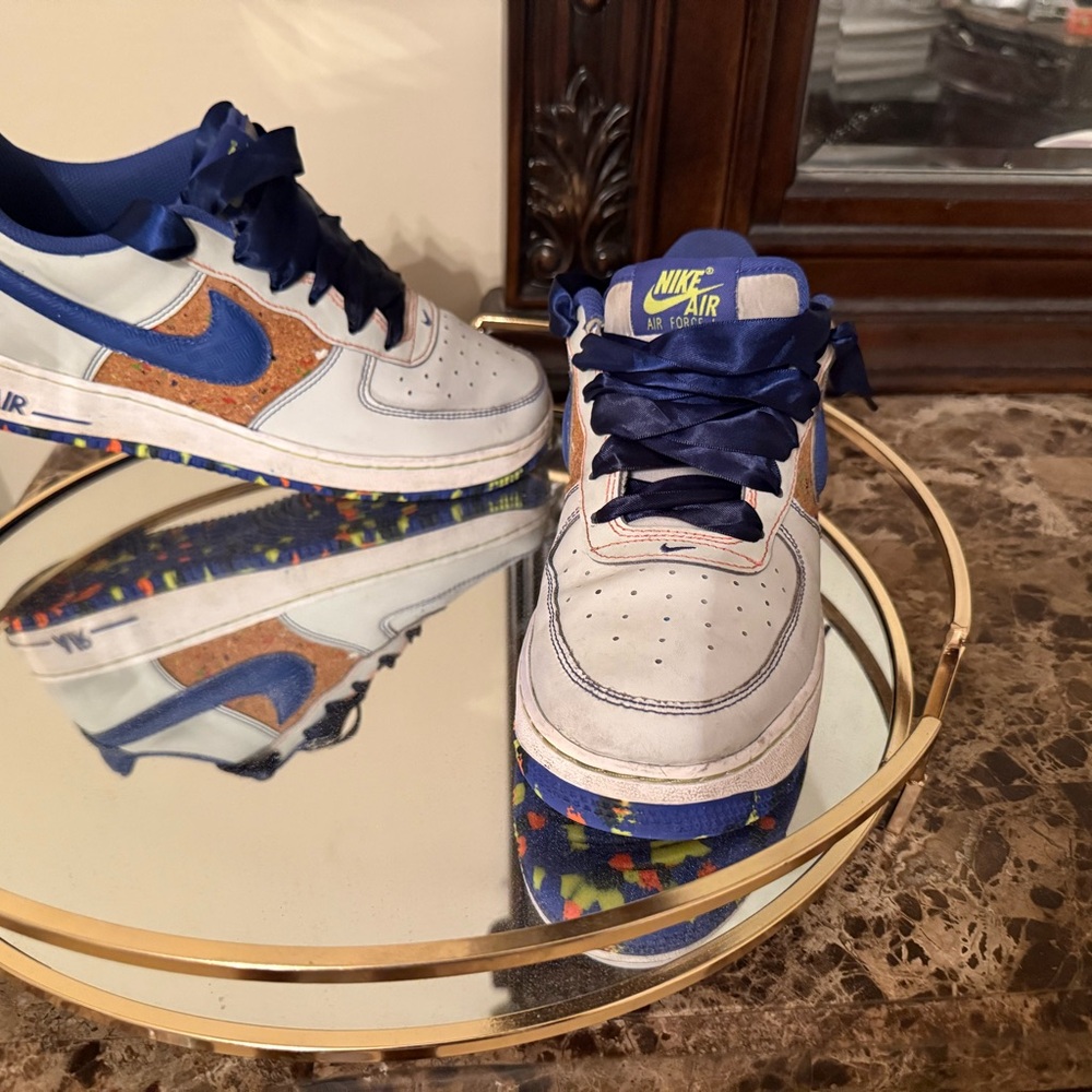 Nike Air Force 1 Blue and White Sneakers